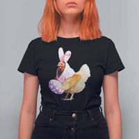 Funny Chicken Bunny T Shirt For Women Happy Easter Eggs Farm