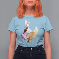 Funny Chicken Bunny T Shirt For Women Happy Easter Eggs Farm