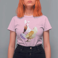 Funny Chicken Bunny T Shirt For Women Happy Easter Eggs Farm