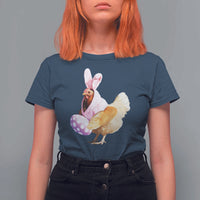 Funny Chicken Bunny T Shirt For Women Happy Easter Eggs Farm