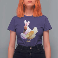 Funny Chicken Bunny T Shirt For Women Happy Easter Eggs Farm