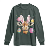 Funny Giraffe Bunny Long Sleeve Shirt Happy Easter Day Sunday