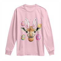 Funny Giraffe Bunny Long Sleeve Shirt Happy Easter Day Sunday