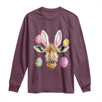 Funny Giraffe Bunny Long Sleeve Shirt Happy Easter Day Sunday