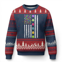 Easter Eggs American Flag Patriotic Ugly Christmas Sweater Happy Easter Day - Wonder Print Shop