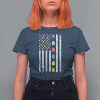 Easter Eggs American Flag Patriotic T Shirt For Women Happy Easter Day