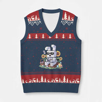 Pixel Art Gamer Bunny Easter V-Neck Knit Sweater Vest Cool Retro Gaming Vibes - Wonder Print Shop