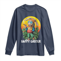 Happy 420 Easter Long Sleeve Shirt Funny Bunny Smoking Weed