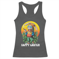 Happy 420 Easter Racerback Tank Top Funny Bunny Smoking Weed