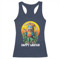 Happy 420 Easter Racerback Tank Top Funny Bunny Smoking Weed