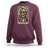 Skeleton 420 The Stoner Sweatshirt Retro Tarot Card Weed Lover Cannabis Trippy Vibes