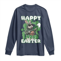 Happy 420 Easter Long Sleeve Shirt Funny Smoking Easter Bunny