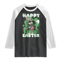 Happy 420 Easter Raglan Shirt Funny Smoking Easter Bunny