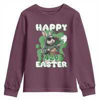 Happy 420 Easter Youth Sweatshirt Funny Smoking Easter Bunny