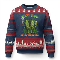 Funny Marijuana Ugly Christmas Sweater Good Buds Stick Together Couples 420 Weed Cannabis - Wonder Print Shop