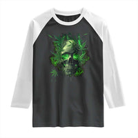 Marijuana Skull Raglan Shirt Smoke Weed Cannabis 420 Pot Leaf