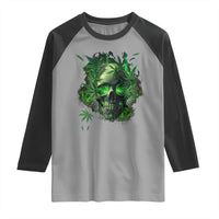 Marijuana Skull Raglan Shirt Smoke Weed Cannabis 420 Pot Leaf
