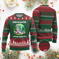 Happy 420 Easter Ugly Christmas Sweater Funny Bunny Marijuana Cannabis Weed - Wonder Print Shop