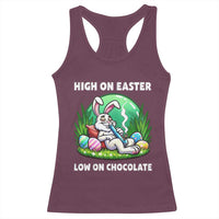Happy 420 Easter Racerback Tank Top Funny Bunny Marijuana Cannabis Weed