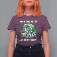 Happy 420 Easter T Shirt For Women Funny Bunny Marijuana Cannabis Weed