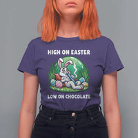 Happy 420 Easter T Shirt For Women Funny Bunny Marijuana Cannabis Weed