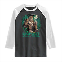 Funny Sasquatch Marijuana Raglan Shirt Bigfoot Stole My Weed Vintage 420