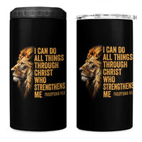 Christian Faith 4 in 1 Can Cooler Tumbler Philippians 4:13 Religious Lion Strengthens
