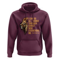 Christian Faith Hoodie Philippians 4:13 Religious Lion Strengthens