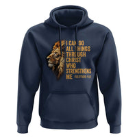 Christian Faith Hoodie Philippians 4:13 Religious Lion Strengthens