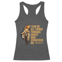 Christian Faith Racerback Tank Top Philippians 4:13 Religious Lion Strengthens
