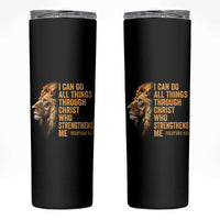 Christian Faith Skinny Tumbler Philippians 4:13 Religious Lion Strengthens