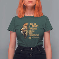 Christian Faith T Shirt For Women Philippians 4:13 Religious Lion Strengthens