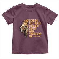 Christian Faith Toddler T Shirt Philippians 4:13 Religious Lion Strengthens