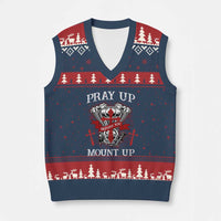 Christian Biker V-Neck Knit Sweater Vest Pray Up Before You Mount Up Faith - Wonder Print Shop