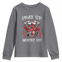 Christian Biker Youth Sweatshirt Pray Up Before You Mount Up Faith