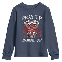 Christian Biker Youth Sweatshirt Pray Up Before You Mount Up Faith