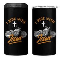 Christian Biker 4 in 1 Can Cooler Tumbler I Ride With Jesus Faith Motorcycle