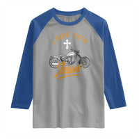 Christian Biker Raglan Shirt I Ride With Jesus Faith Motorcycle