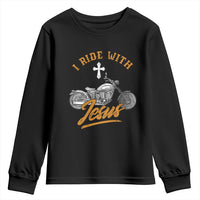 Christian Biker Youth Sweatshirt I Ride With Jesus Faith Motorcycle