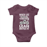 Funny Biker Baby Onesie When Life Throws You Curves Lean Into It Motorcycle