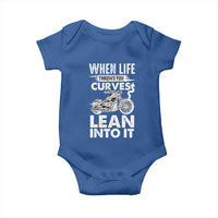 Funny Biker Baby Onesie When Life Throws You Curves Lean Into It Motorcycle