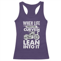 Funny Biker Racerback Tank Top When Life Throws You Curves Lean Into It Motorcycle