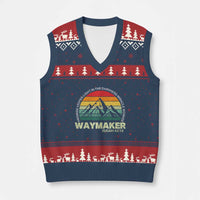 Christian Faith V-Neck Knit Sweater Vest Waymaker Promise Keeper Miracle Worker Retro Vintage - Wonder Print Shop