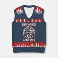 Proud Daughter Of A WWII Vet V-Neck Knit Sweater Vest World War 2 Veteran WW2 - Wonder Print Shop
