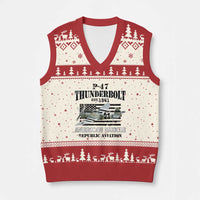 P-47 Thunderbolt WWII Airplane V-Neck Knit Sweater Vest American Muscle Vintage - Wonder Print Shop