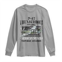 P-47 Thunderbolt WWII Airplane Long Sleeve Shirt American Muscle Vintage