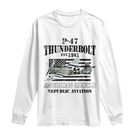 P-47 Thunderbolt WWII Airplane Long Sleeve Shirt American Muscle Vintage