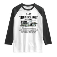 P-47 Thunderbolt WWII Airplane Raglan Shirt American Muscle Vintage