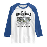 P-47 Thunderbolt WWII Airplane Raglan Shirt American Muscle Vintage