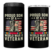 Proud Son Of World War 2 Veteran 4 in 1 Can Cooler Tumbler WWII Vet Pride